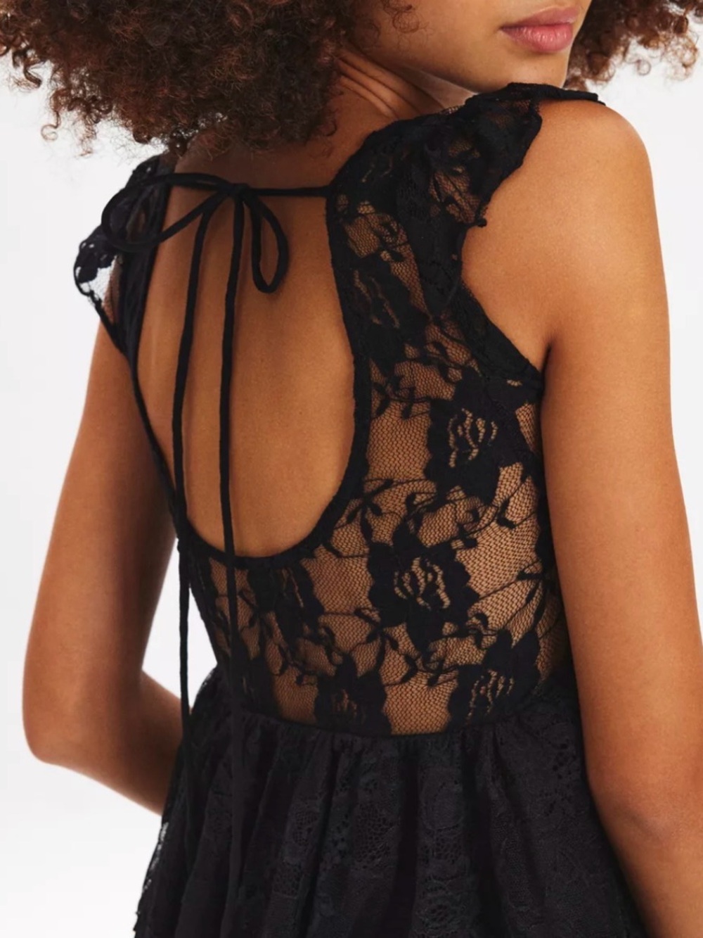 KIMCHI BLUE ESTHER HANKY HEM LACE BABYDOLL BLOUSE XL - Picture 3 of 10